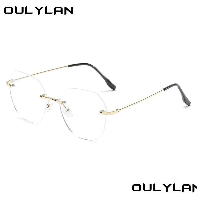 Montature per occhiali da sole alla moda Oylan Montatura in metallo Occhiali trasparenti Uomo Donna Occhiali con blocco della luce blu Occhiali senza montatura Lenti trasparenti Dhflr