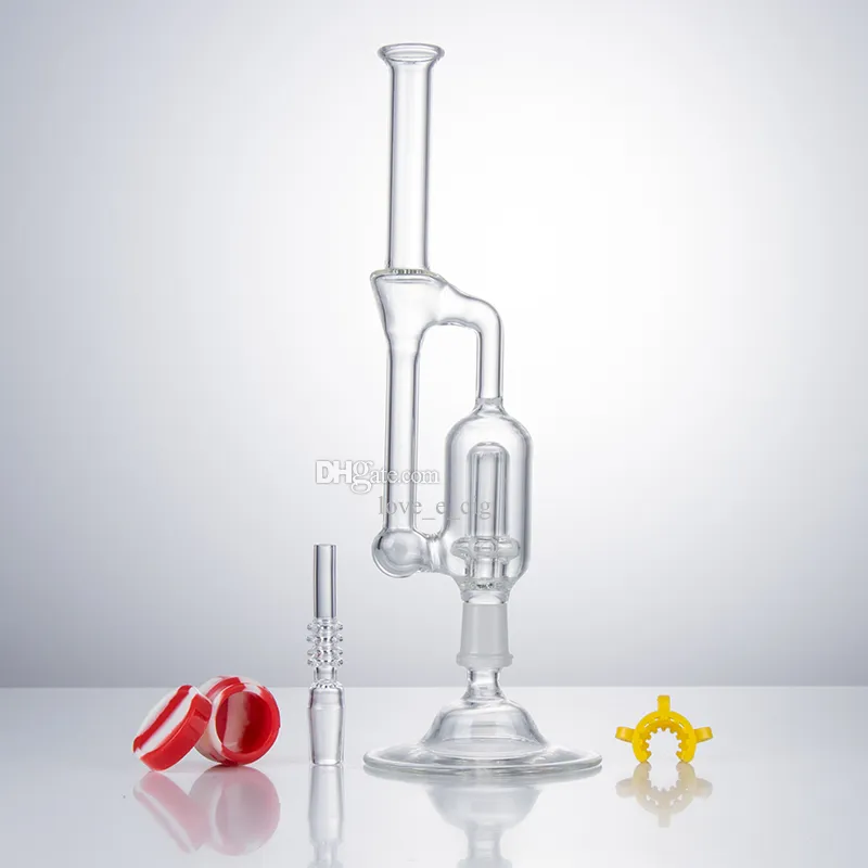 GB007 Glash Glash Bong Bubbler Rura podwójna recykling Perc 14 mm kwarcowy gwóźdź