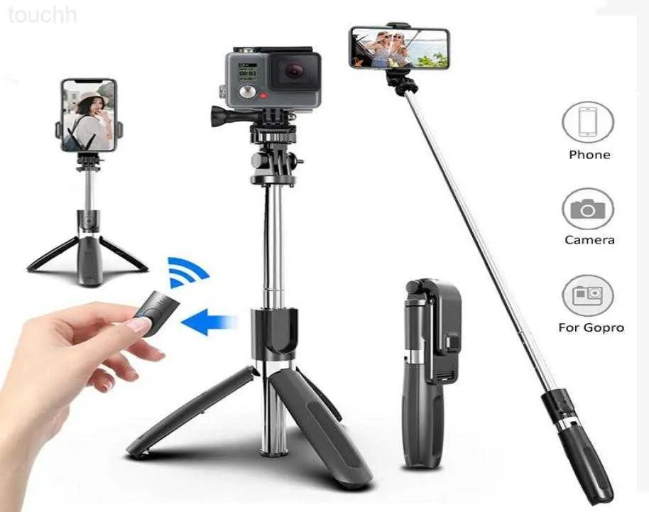 Monopiedi Selfie 4 in 1 Selfie Stick wireless compatibile Bluetooth con treppiede Self Selfiestick in lega Smartphone SelfieStick 3 per fotocamera Iphone8305280 L230913