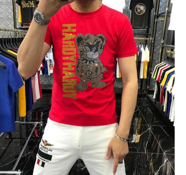 S-6XL anime camiseta masculina novo gráfico strass de alta qualidade moda verão quente broca camisetas streetwear roupas masculinas lvr