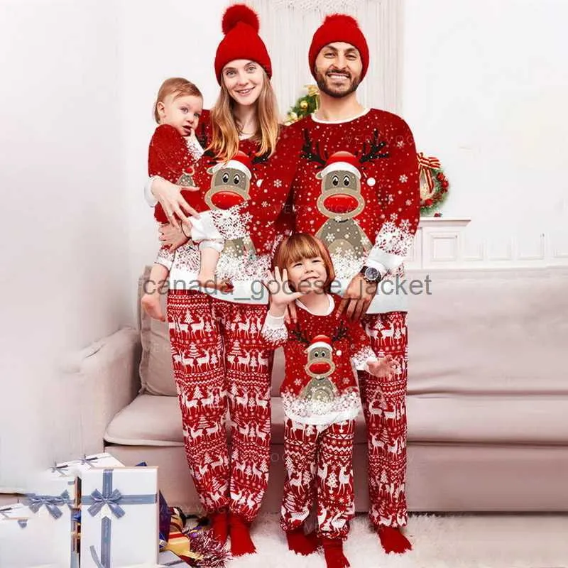 Slaaplounge voor dames Thuiskleding Familie kerstpyjama Bijpassende set Kersthertenprint Pijamas Moeder Dochter Vader Zoon Outfit Look Homewear Pak 221202L230913