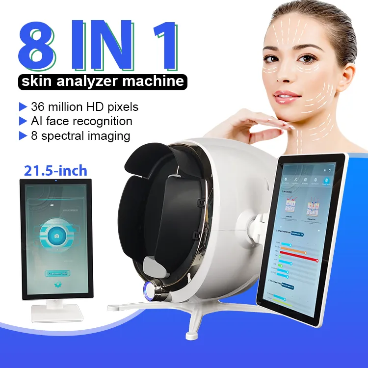 Språk och logotyp Anpassad bärbar hudanalys Maskin 3D Magic Mirror Digital Skin Analysator Aisia Facial Scanner med pekskärm