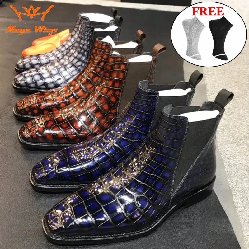 Kleidschuhe Heye Wings Marke Luxus Stiefeletten Herren Klassisch Handgefertigt Highend Leder Chelsea Handbemalt Mehrfarbig 230912