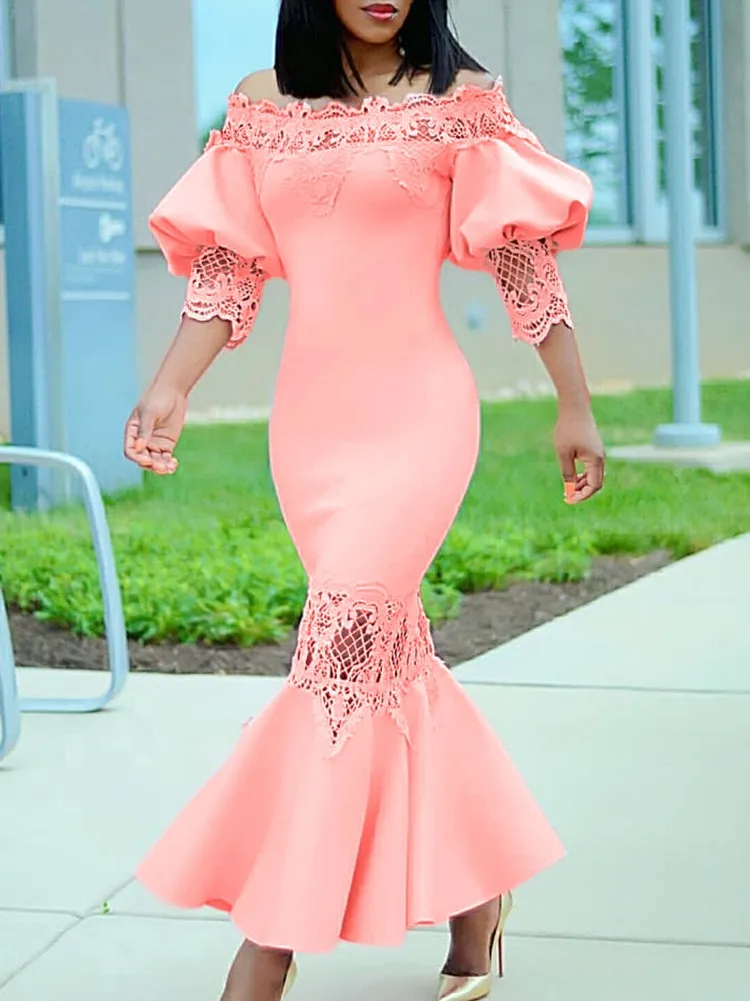 Graceful Pink Black Mothers Dresses Sheath Sleeve Off Shoulder Lace Appliqued Mother Of The Bride Dress Ruched Long Wemen Special Ocn Formal Gown 403