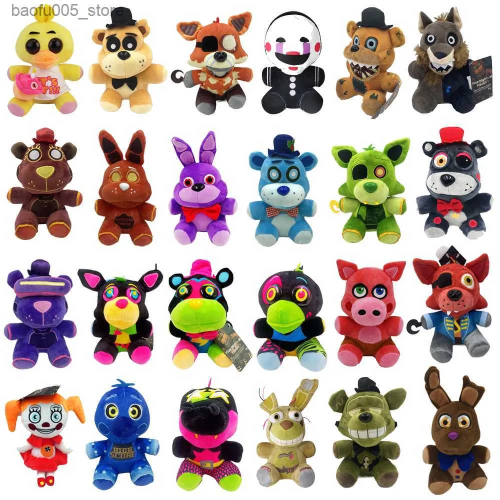 Bonecos de pelúcia cinco noites no Freddy Fnaf Cute Plush Toys Game Doll 18 cm Bonnie Bear Foxy Cartoon Stuffed Dolls Freddy Toys para crianças presentes Q230913