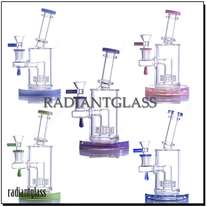 Narghilè da 7,1 pollici Colore filtro a matrice a fondo tondo perc Mini dab rigs bong in vetro trasparente di qualità con percolatore in linea con bong da 14 mm