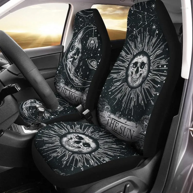 Housses de siège de voiture, décoration d'halloween, phases du soleil et de la lune, étoiles célestes, style Boho Hippie, protection avant pour SUV J