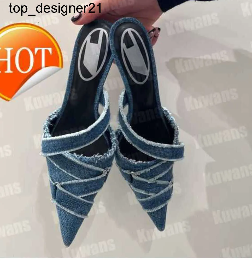 D-Venus 23ss Denim Heels Slingback Womens Sandals Pumps D Kittie Canvas D Venus Beach Summer Luxury Designer Party Sexy Leather womens high heels