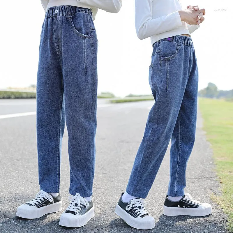 Pantalon Fille Printemps Automne Jean Taille Haute Streetwear