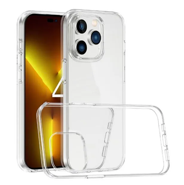 Ultrathin Transparent Clear Soft TPU Telefonfodral Kristallsocksäkert bakslag för iPhone 14 13 12 Mini 11 Pro Max X XS XR 8 7 Plus