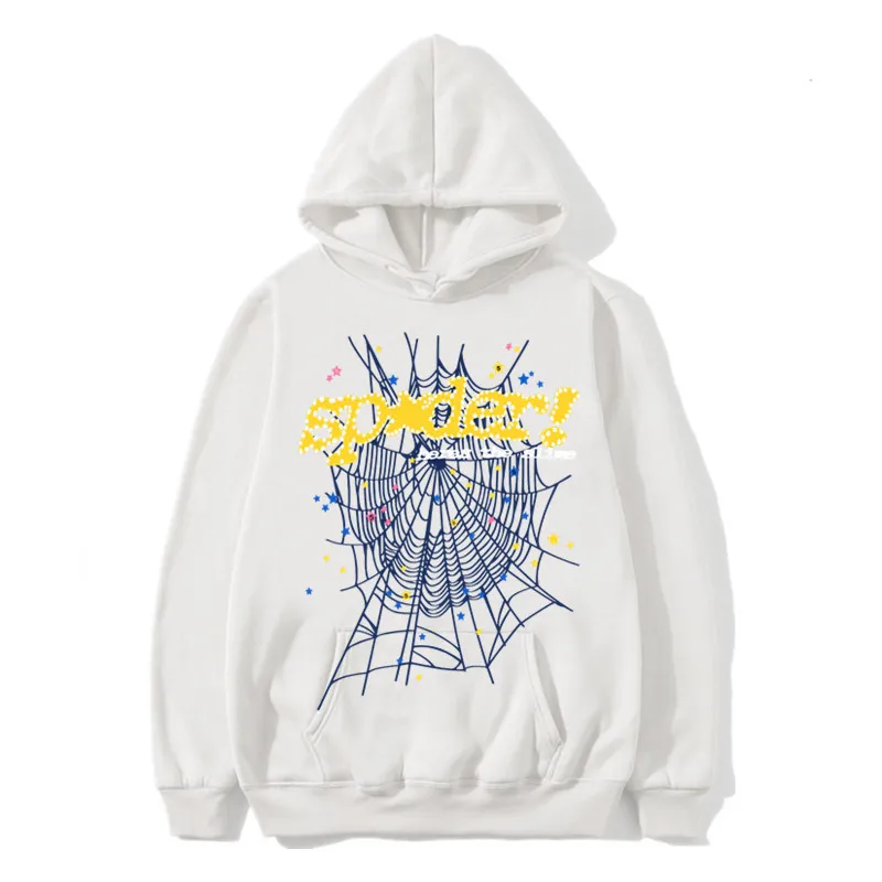 Spider 555 Y2K Street Hip Hop Clothing Harajuku Alphabet Spider Print Hooded Sweatshirt Dagelijkse Casual heren en damesvlees lange mouwen top