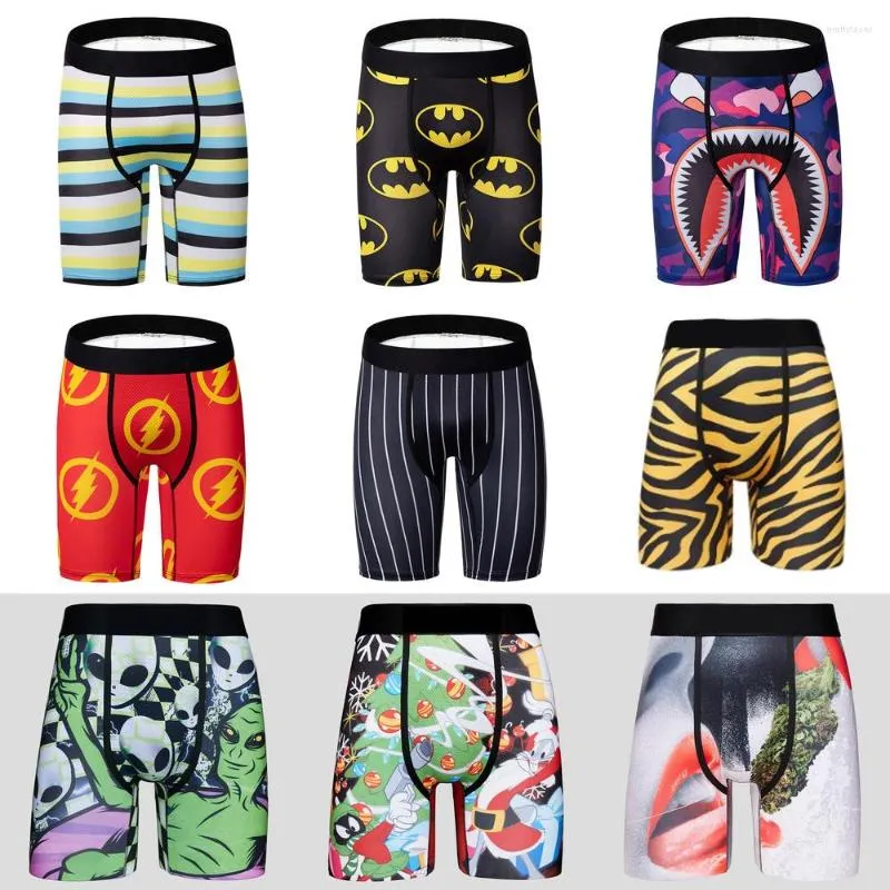 Shorts masculinos roupa interior moda impressa boxer calças sexy cintura média respirável praia ginásio cuecas