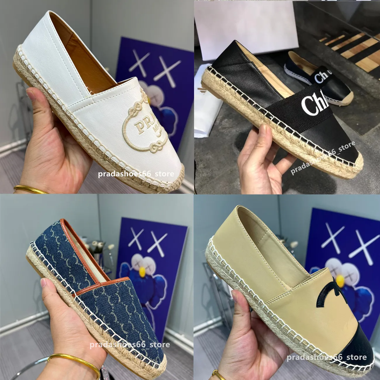 Dames Casual canvas schoenen Flats Hakken Cartoon Linnen dubbele Mujer Espadrille Luxe designer Vissersschoenen c Flats Gymschoenen Loafers Rijden cd