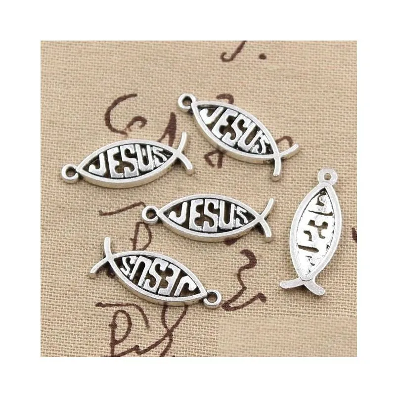 Charms Gros-99Cents 8pcs Poisson Jésus 27x10mm Antique Fabrication Pendentif Fit Vintage Tibétain Sier Bracelet DIY Collier Drop Livraison J Dh8Xw