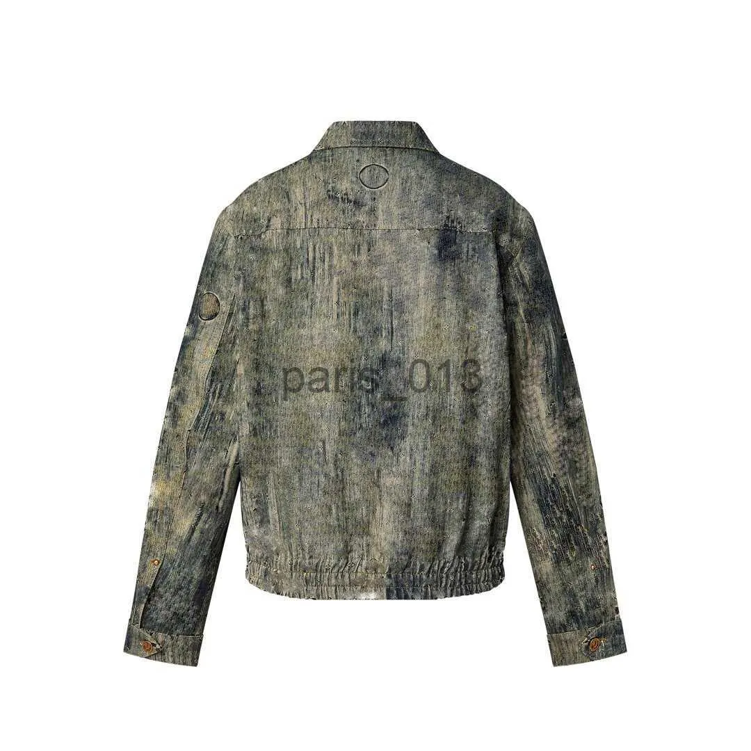 DUYOU Mens Mono Tailored Denim Jacket Classic Washed Shirt For