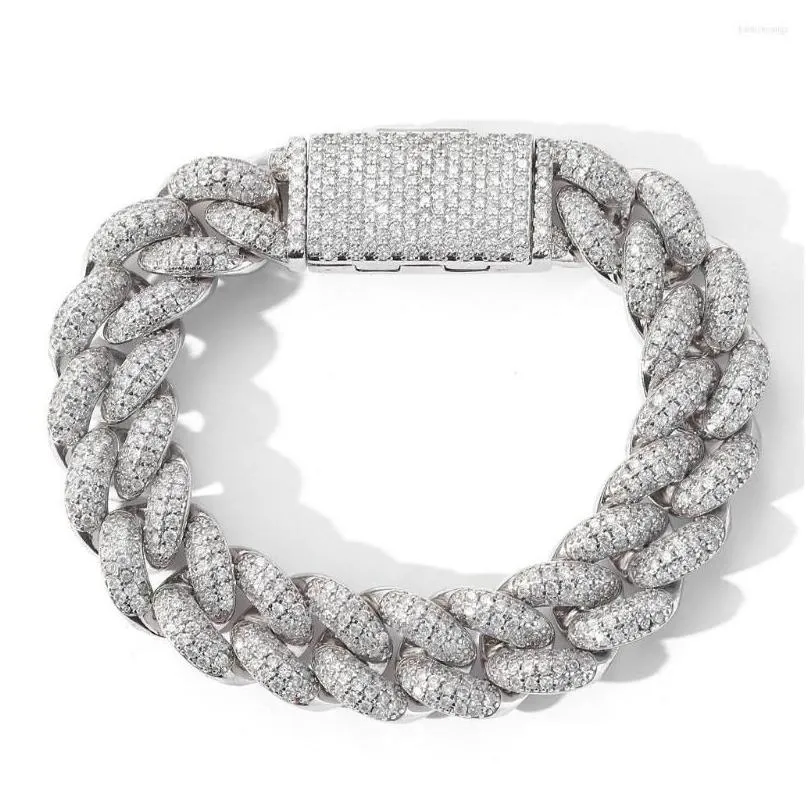 Kette Link Armbänder Bling Iced Out 20mm 3 Reihen Blase Kubanische Miami Lock Schwere Hohe Qualität Hip Hop Armband Frauen Männer Charm Drop Deliv Dho0V