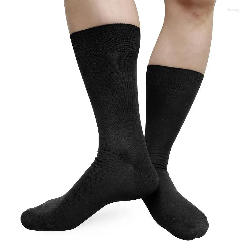 Men's Socks Gentlemen Dress Suit For Business Wedding Gifts Black Cotton Solid Color Mens Formal Sexy Stocking Hose Male