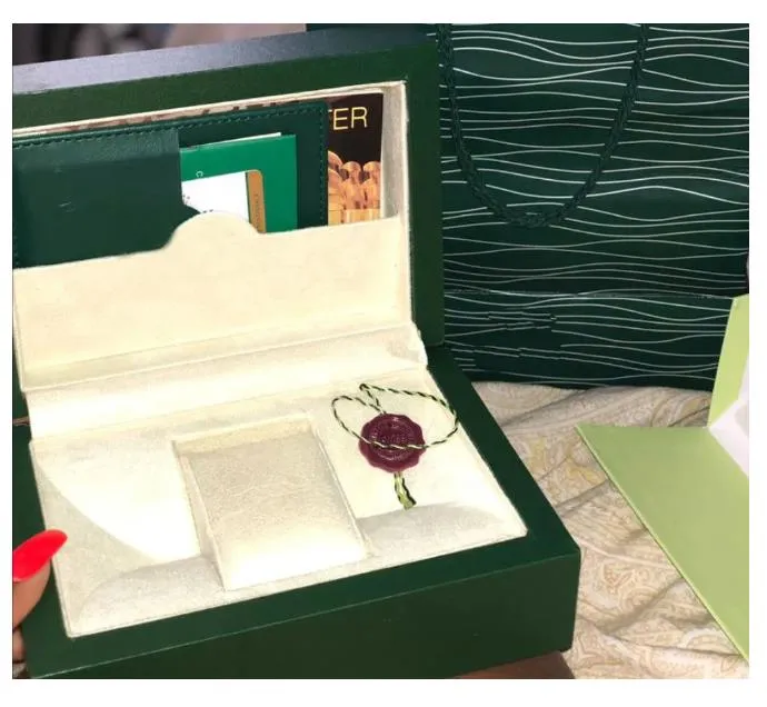 Watch Boxes For Men Cases Green Color Wave with Brand Certification Cards and Papers Complete Set with Handbags box