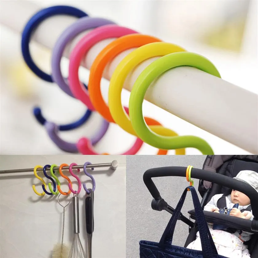 S-Shaped Hooks Plastic Kitchen Railing Clasp Multi-purpose Holder Hooks for Hanging Clothes Handbag Hook 6Pcs Lot13072