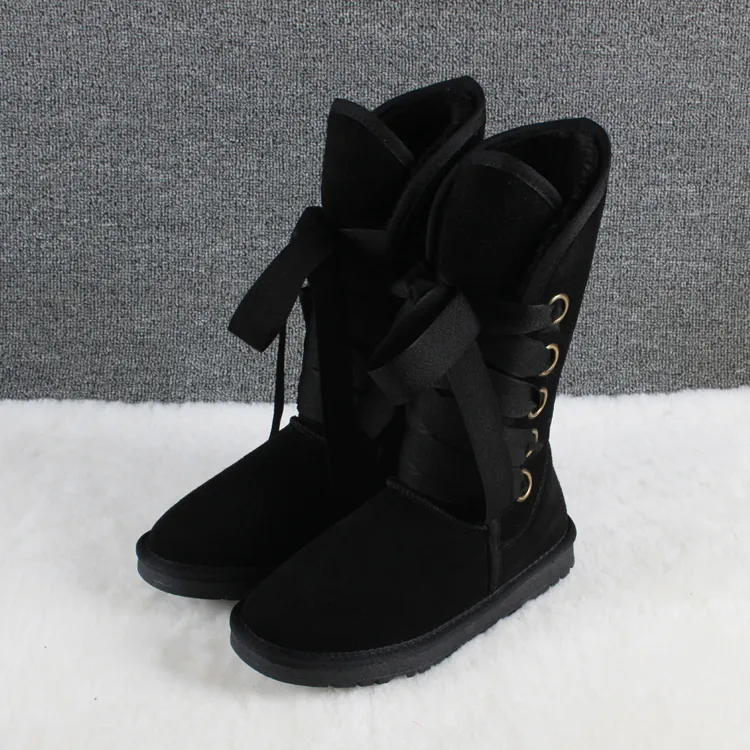 2023 New Fashion Genuine Cowhide Leather Snow Boots Australia Classic Women High Boots Warm Winter Shoes For Women Big Size 35-43