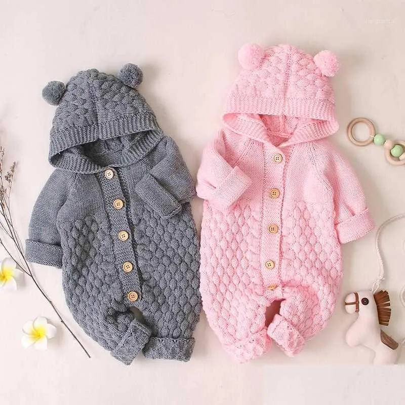 Jumpsuits baby rompers stickade långärmad stickad nyfödd bebes pojkar flickor onesie vinter höst småbarn barn overaller kläder1 droppe dhecy