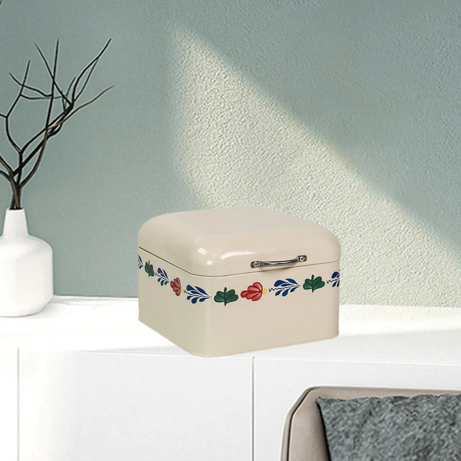 Desktop Organizer Storage Box Container Storage Drawers Case Jewelry Cabinet Flower Print for Home Office Dressing Table White