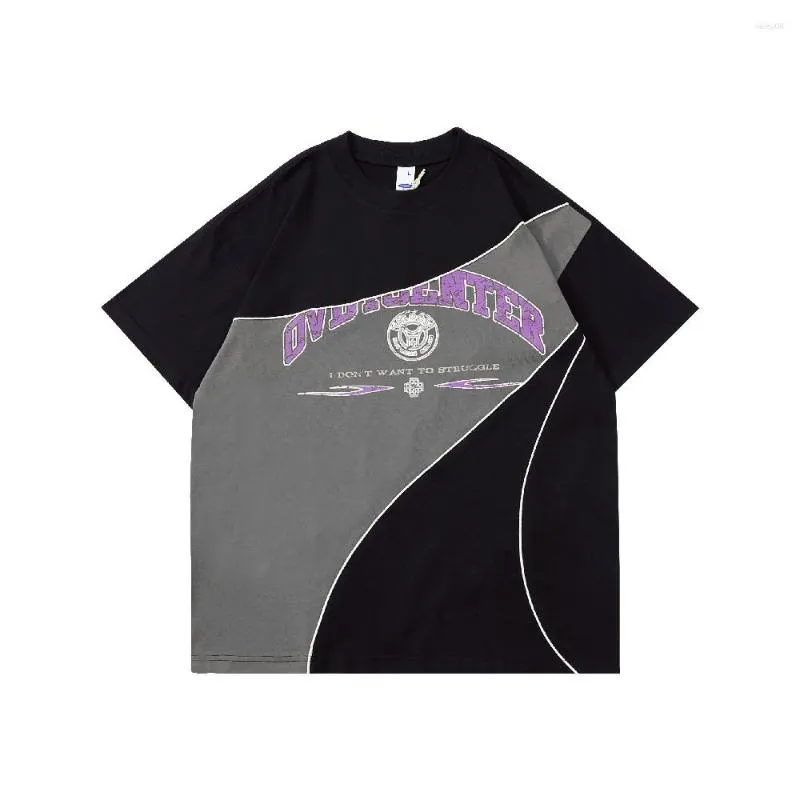Damen T-Shirts Vintage Distressed Bedruckte T-Shirts High Street Farbblock Übergroße Sommeroberteile Streetwear Herrenbekleidung Gothic-Kleidung