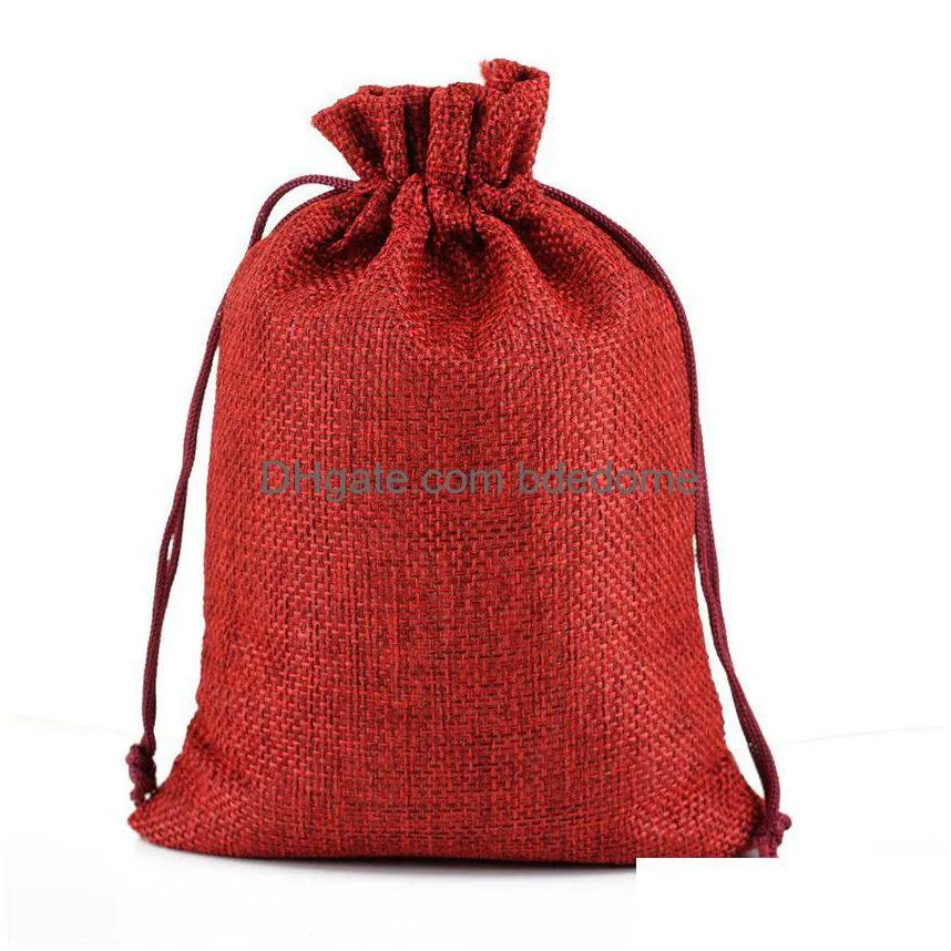 Jewelry Pouches Bags 7X9Cm Burlap Bag Packaging Linen Dstring Pouch Gift Storage Drop Delivery Packing Display Dhlhl
