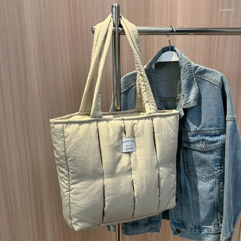 Shoppingväskor mode bomull vadderad handväska lyxig designer tygväska kvinnor satchel kvinnlig axel quiltad shoppare handväska bolsa hobo