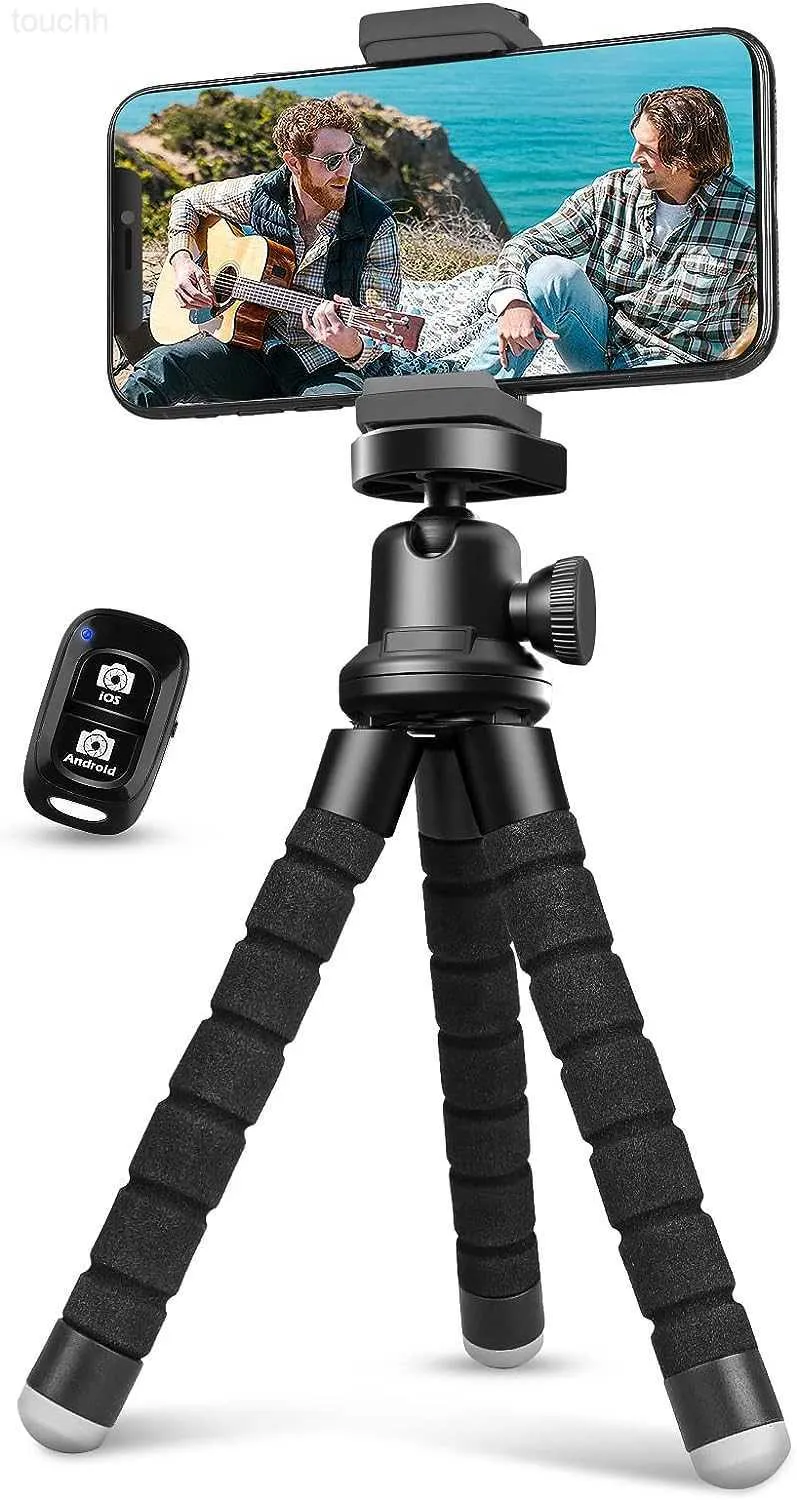 Trépied mobile Trépied flexible pour téléphones iPhone et Android Petit trépied portable avec télécommande sans fil et enregistrement vidéo clip/Vlogging/selfie L230913