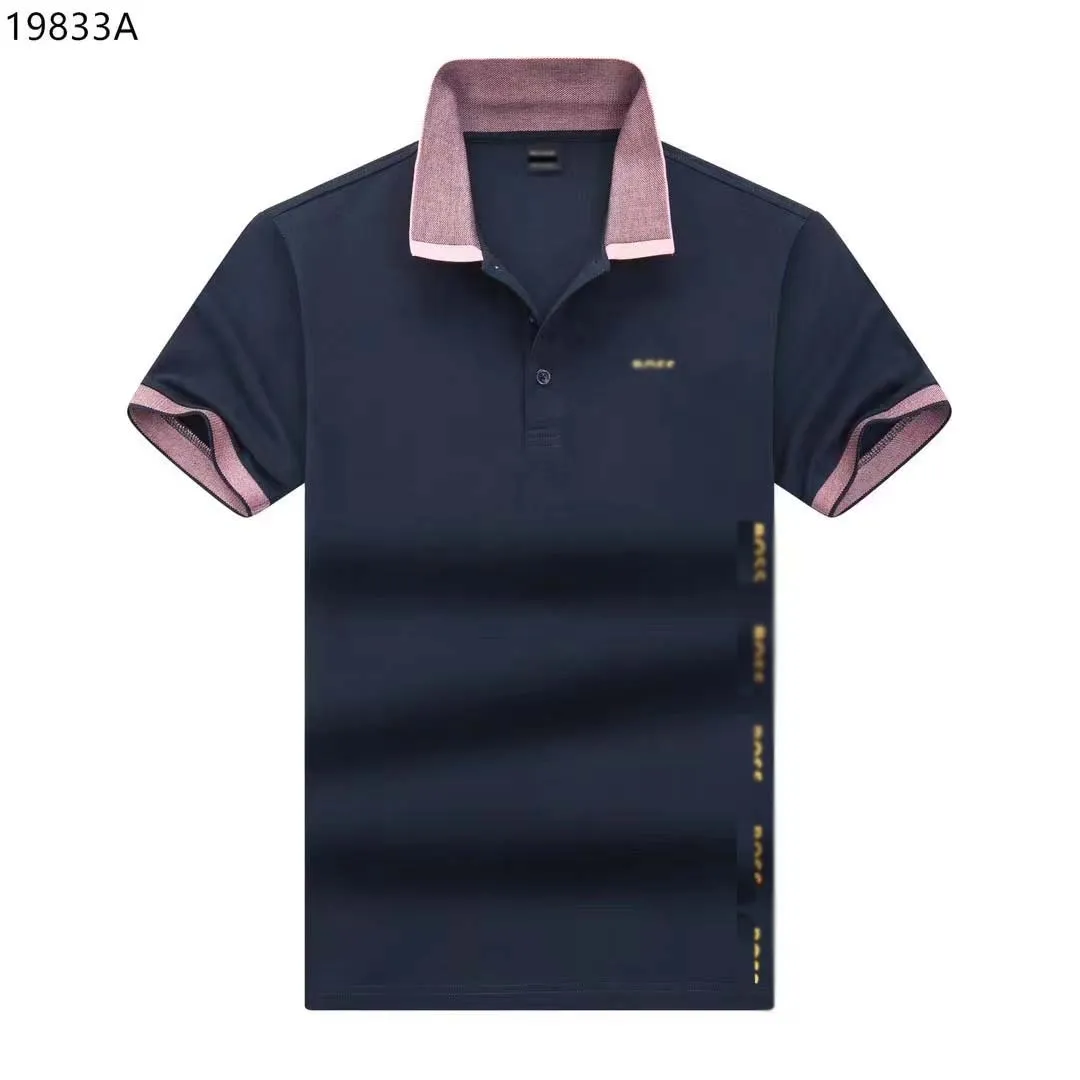 A114 Carta Polo Camisa Casual Curta Masculina Moda Lapela Solta Meia Manga Roupas Masculinas