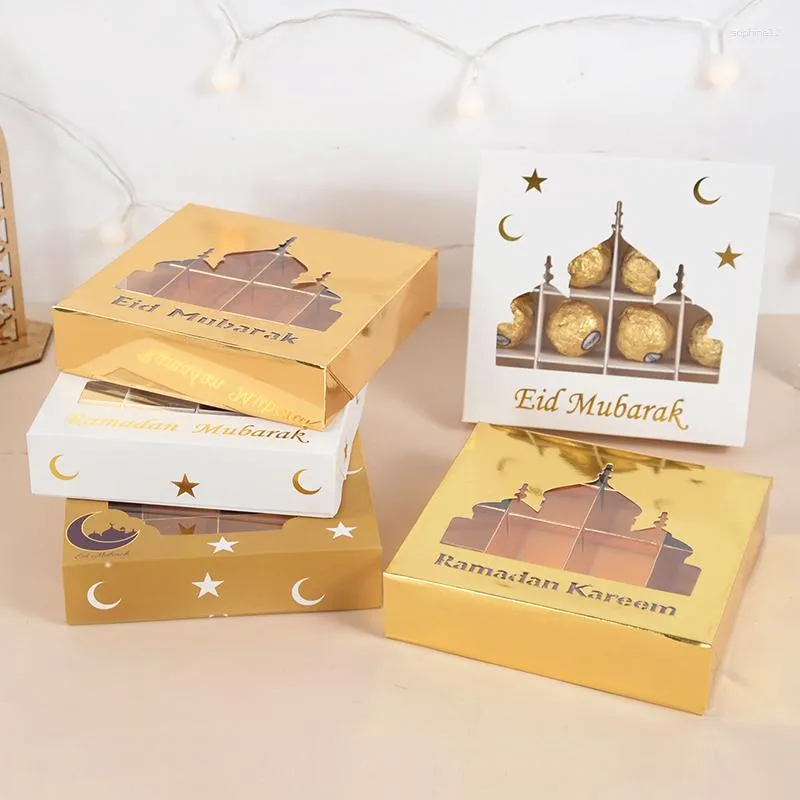 Envoltório de presente janela clara eid mubarak caixa doces biscoito chocolate caixas de embalagem ramadan decoração casa 2023 islâmico muçulmano festa decoração