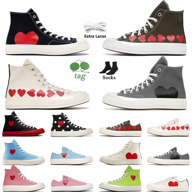 New Style Designer Canvas Shoes Fashion Womens Mens High Top Vintage Commes Des Garcons X 1970s All Star Classics Chucks 70 Taylors Low Tops Multi-Heart Flat Sneakers