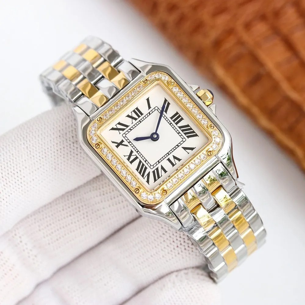 Watch Watch Watch Watch Watches Square Watches مصمم Diamond Watchs Panthere 316L من الفولاذ المقاوم للصدأ الكوارتز للأحجار الكبرى لسيدة هدية أعلى جودة مع تصميم De Luxe