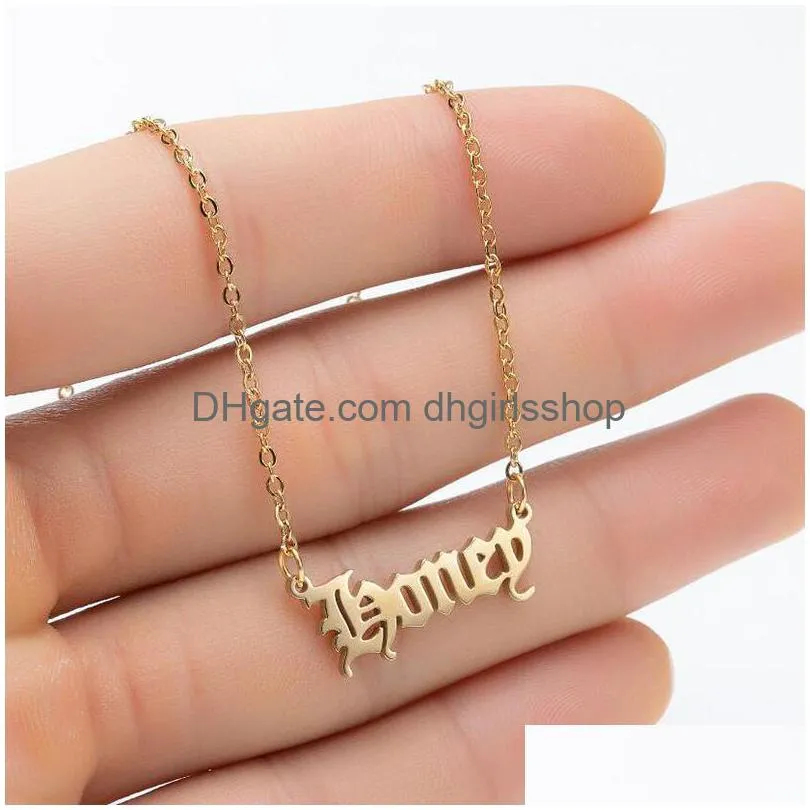 Pendant Necklaces Hip Hop Stainless Steel For Women Personalized Necklace Babygirl Angel Honey Baby Letter Jewelry Gift Drop Delivery Dhvhz