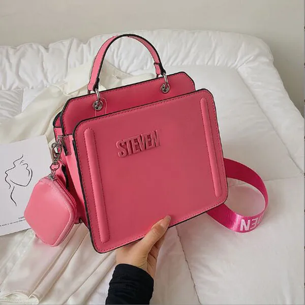 5A Women Bevelyn Black Bags Steve Designer Shoulder Bag Steve Purse and Bucket Set Leather Bags Steven Madden Tote Handbags 719