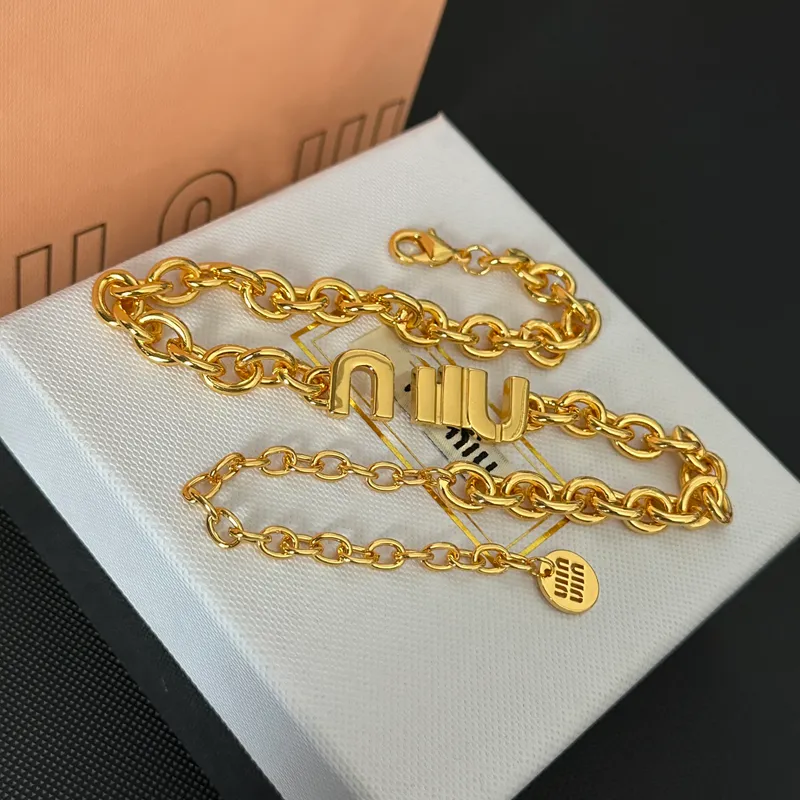 Fashion Designer Jewelry Gold Plated Silver Pendant Necklace Choker High-end Copper Brand Letter Links Chains NecklaceS Wedding Christmas Gift Jewellery