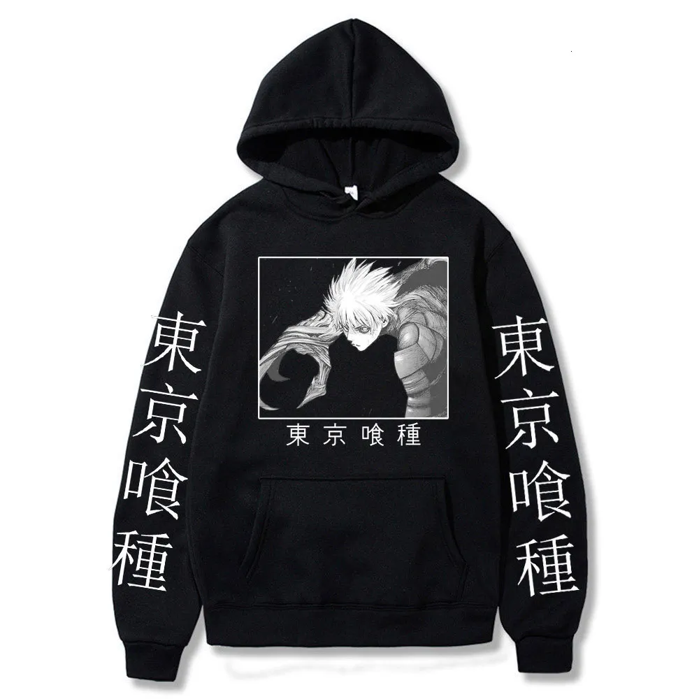 Herrtröjor tröjor tokyo ghoul kaneki ken japansk anime tryck hoodies män kvinnor hoody tröja unisex långa ärmar överdimensionerade varma tröjor 230914