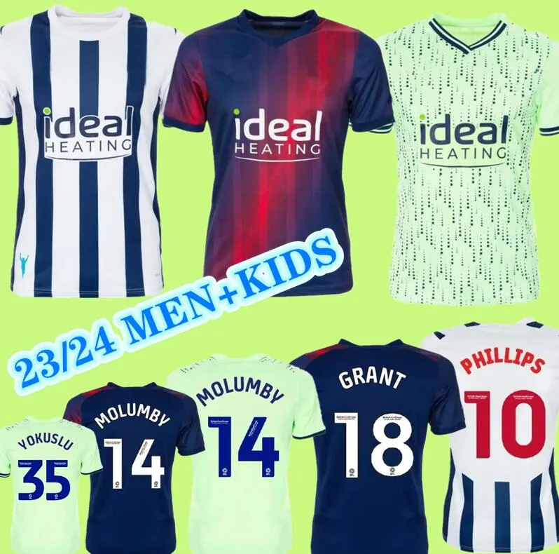 23 24 West Bromwich Soccer Jerseys Molumby Diangana Dike Brunt Asante Albion Football Shird 2023 2024 Home Away Yokuslu Wallace Phillips Men Kids Kitユニフォーム