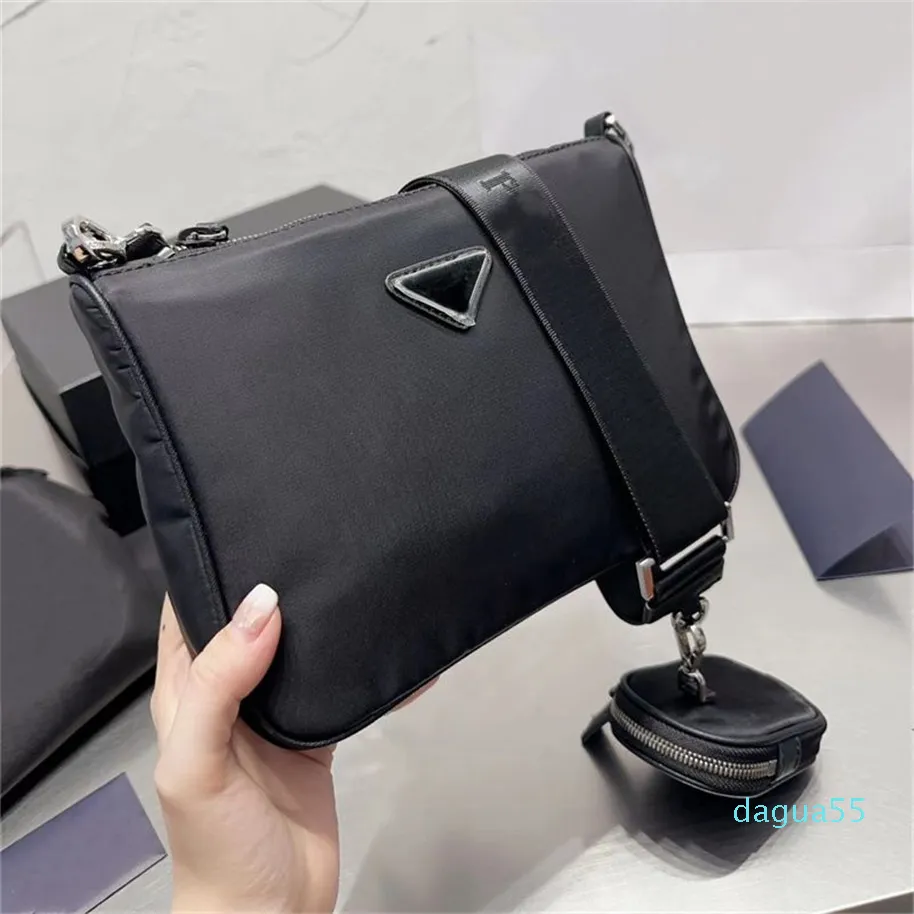 Bolsos de hombro de nailon para hombre de 2 piezas, bolso de diseñador, bolso cruzado, solapa pequeña, cuerpo cruzado para hombre con mini bolsa