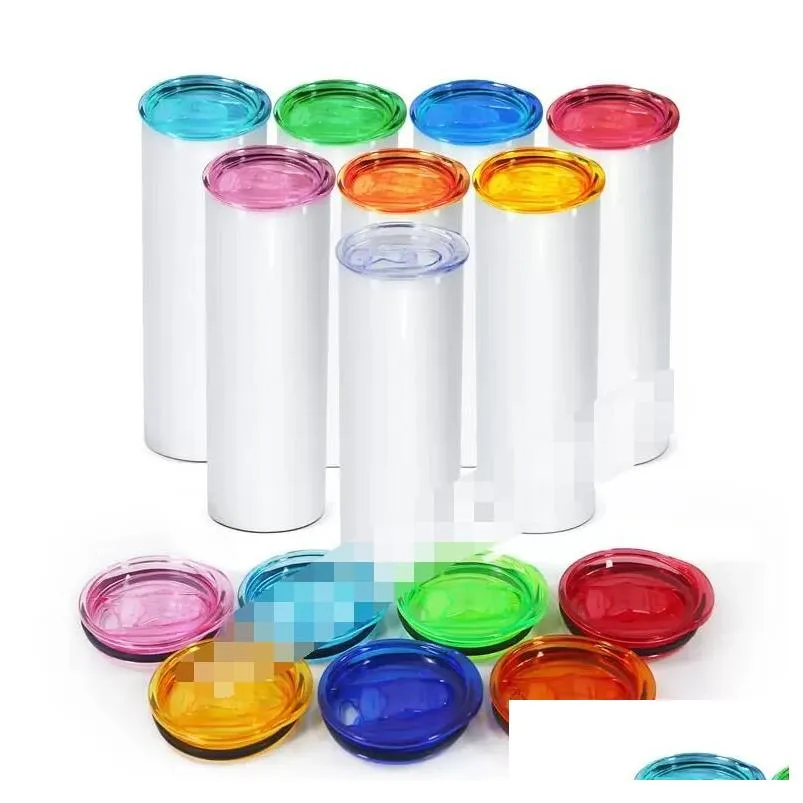 Крышка для посуды Цветные сменные раздвижные крышки для тонких стеклянных стаканов на 20 унций 16 унций 25 унций Пластиковое уплотнение Pp Материал Защита от разливов Всплеск Res Dhhn6