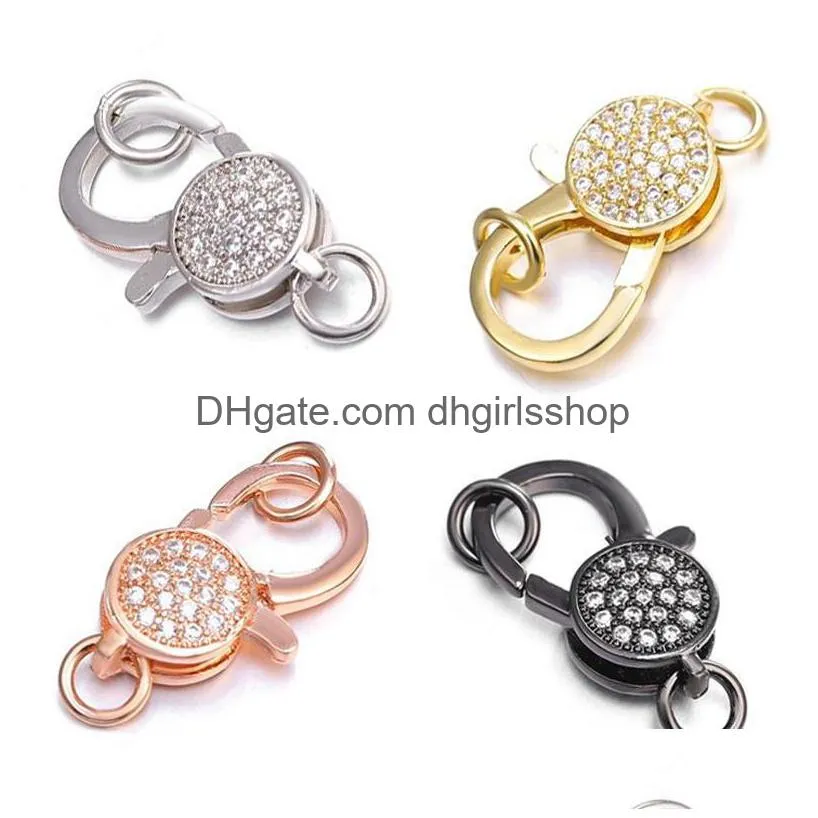 Clasps السنانير Riversr CZ Micro Pave Clasp Clasp White Pink Yellow Gun Black Copper Zircon Netcleace Connector Diy J Dhpdo