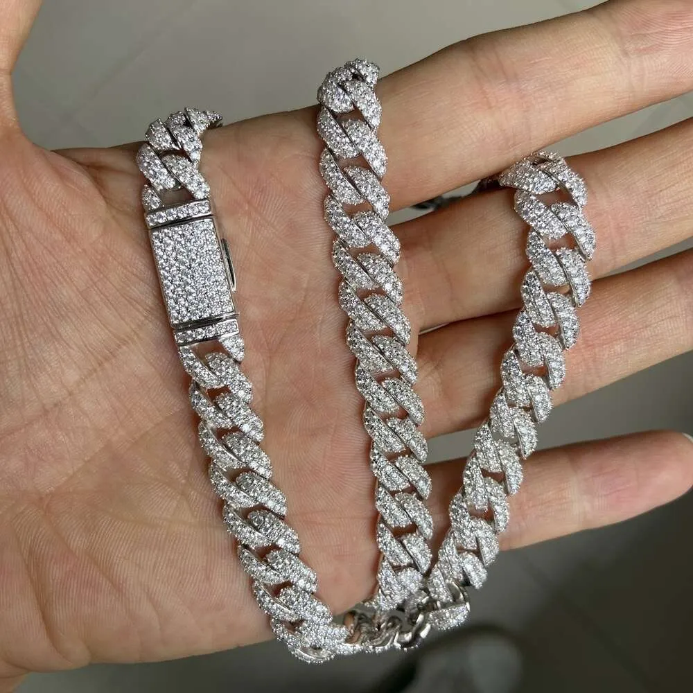 Holycome jóias finas de hip hop sier gelado corrente cubana colar banhado a ouro moissanite cubana link chain