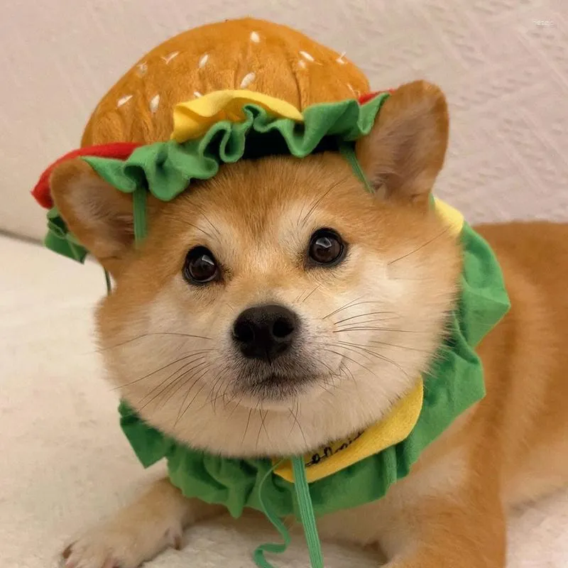 Cat Costumes Dog Hamburger Cosplay Costume Halloween Funny Dress Up Hat For Small Large Dogs Puppy Kitten Party Chihuahua Pet Accessories