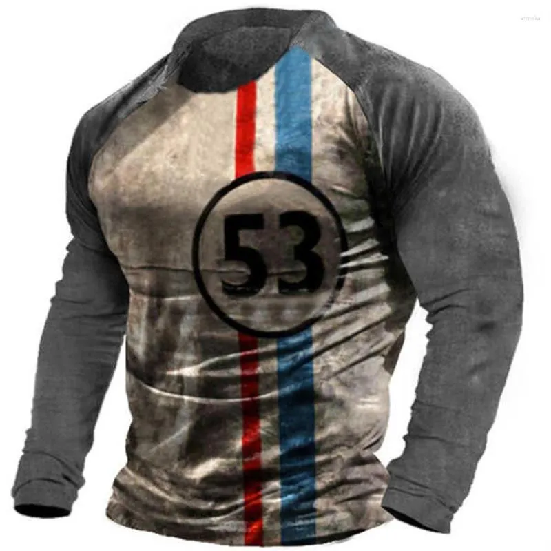 Camisetas para Hombre Camiseta Vintage de Manga Larga Sudadera de Calle Americana Otoño Jersey con Cuello Redondo Top Ropa de Hombre de Gran tamaño Camisetas Informales Diarias