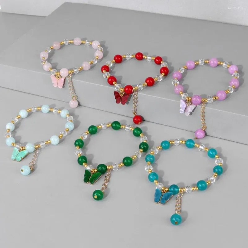 Charme pulseiras coreano multicolor borboleta pingente cristal cor de ouro espaçador contas mulheres homens amizade festa jóias