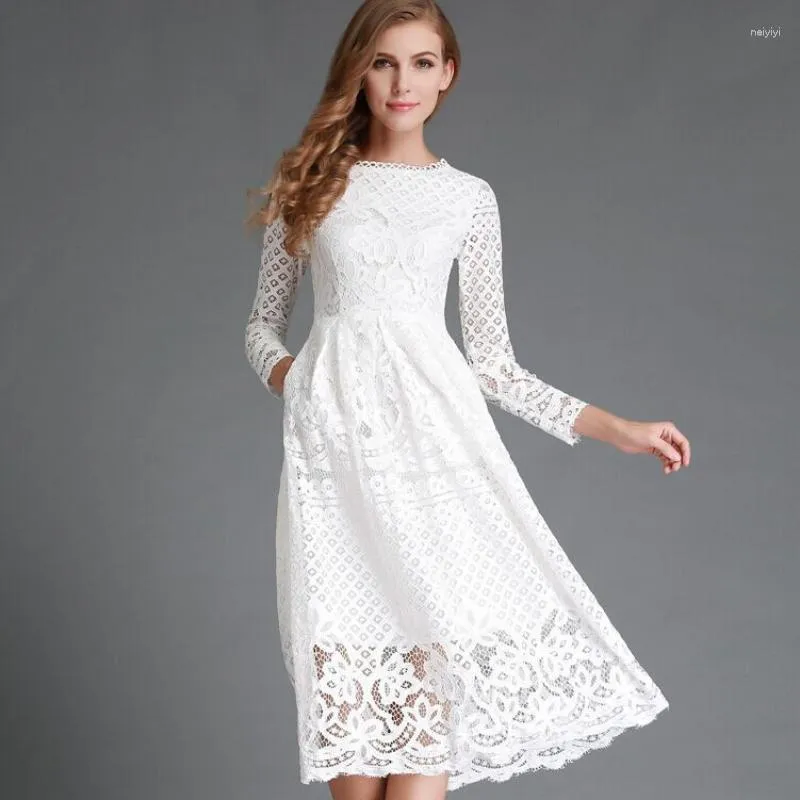 Casual Dresses 2023 Chic And Elegant Lace Dress For Women Ladies Oriental Wedding Guest Female Office Lady Style Outfit Woman Clothing