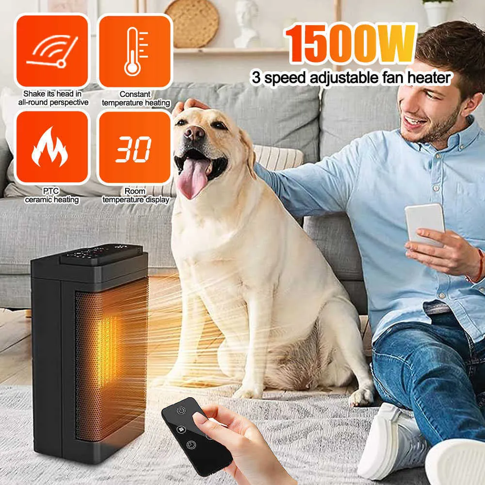 Remote Control Mini Ceramic Fan Heater Fast Heating, Silent Warmer, 70