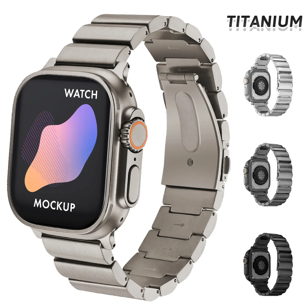 Luxury Titanium Band för Apple Watch Ultra2 49mm 45mm 44mm 38mm 40mm 42mm Men Style Strap for Watch Series9 8 7 6 SE 5 4 Armband