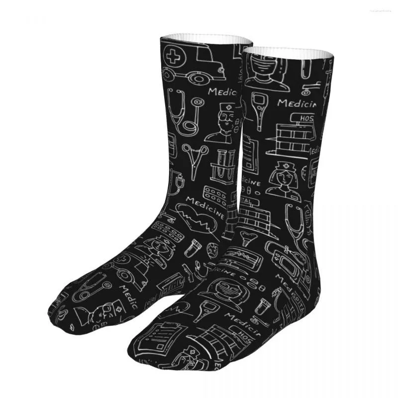 Chaussettes pour hommes médecins infirmiers hommes femmes polyester décontracté fou printemps été automne hiver cadeaux